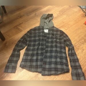 Boys… size large …  flannel button up with hood ..Sonoma brand …